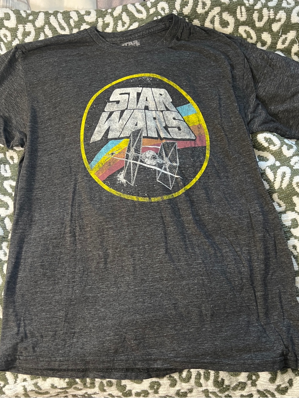 Star Wars Distressed Graphic Tee Gray Retro Style T Shirt Medium - Picture 3 of 6